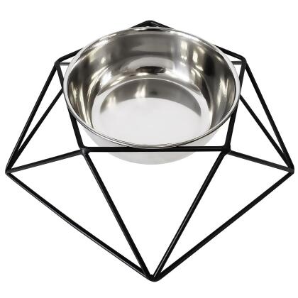 Country Living Elevated Single Dog Bowl Feeder – Geometric Design with Removable Stainless Steel Bowl alternate image