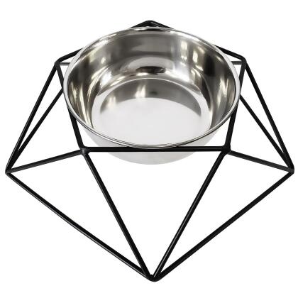 Country Living Elevated Single Dog Bowl Feeder – Geometric Design with Removable Stainless Steel Bowl alternate image