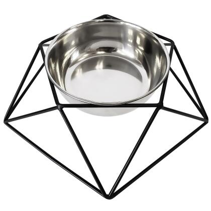 Country Living Elevated Single Dog Bowl Feeder – Geometric Design with Removable Stainless Steel Bowl alternate image