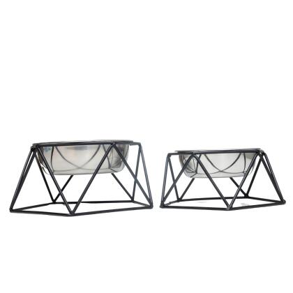 Country Living Elevated Single Dog Bowl Feeder – Geometric Design with Removable Stainless Steel Bowl alternate image