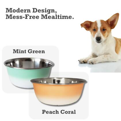 Deep Dog Bowl – Stainless Steel Bowl, Ideal for Small, Medium & Large Dogs – Peach Coral alternate image