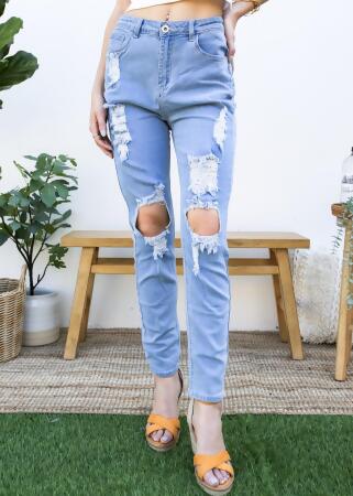 Stretch Skinny Distressed Jeans 