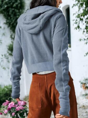 Waffle Knit Button Neck Jacket alternate image