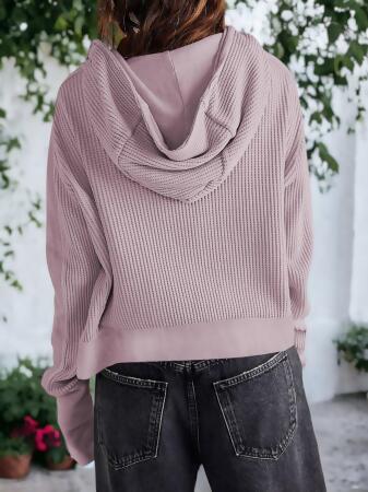 Waffle Knit Button Neck Jacket alternate image
