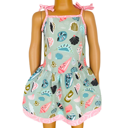 AnnLoren Little & Big Girls Seashells Spaghetti Straps Cotton Knit Summer Beach Dress