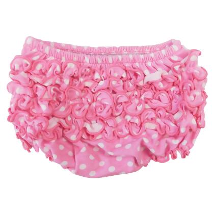 AnnLoren Baby & Toddler Girls Pink Polka Dot Knit Ruffled Butt Bloomer Diaper Cover 