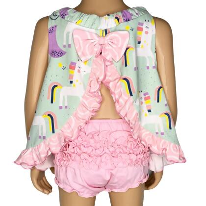 AnnLoren Baby and Big Girls Unicorn Swing Tank Top Spring Summer Separates 