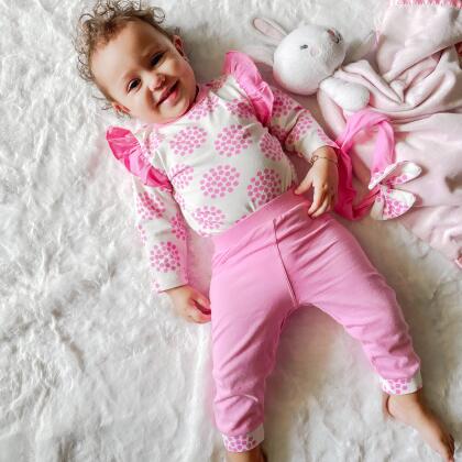 AnnLoren Baby Girls Layette Pink Polka Dot Onesie Pants Headband 3pc Gift Set Clothing alternate image