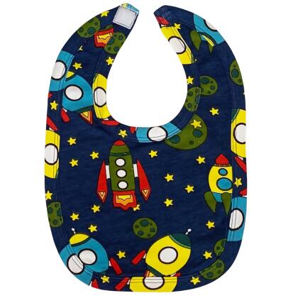 AnnLoren Baby Toddler Boy Space Ship Blanket & Bib Gift Set 2 pc Knit Cotton alternate image