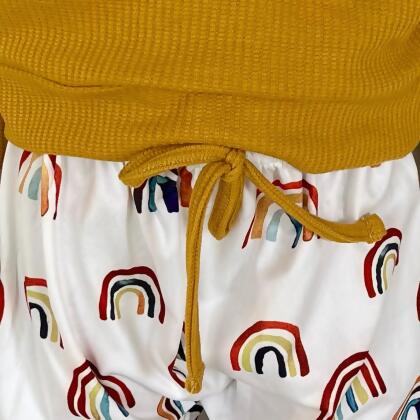 Unisex Rainbow Joggers and Mustard Shirt Baby/Toddler alternate image