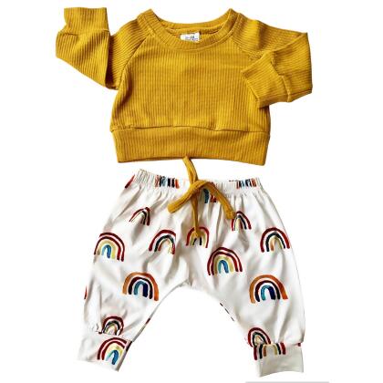 Unisex Rainbow Joggers and Mustard Shirt Baby/Toddler alternate image
