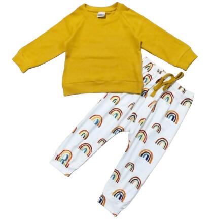 Unisex Rainbow Joggers and Mustard Shirt Baby/Toddler alternate image