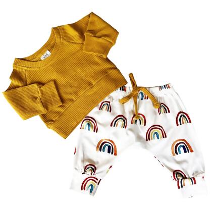 Unisex Rainbow Joggers and Mustard Shirt Baby/Toddler alternate image