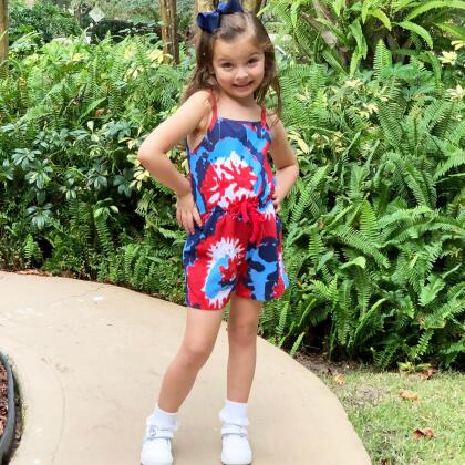 AnnLoren Girls Tie Dye 4th of July Shorts Jumpsuit Summer Romper alternate image