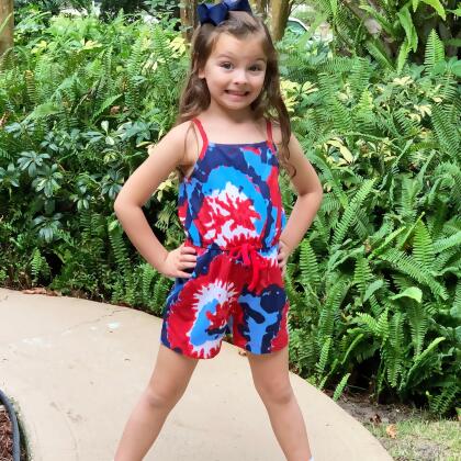AnnLoren Girls Tie Dye 4th of July Shorts Jumpsuit Summer Romper alternate image