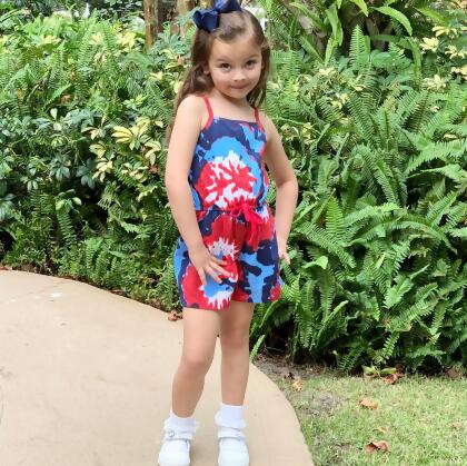AnnLoren Girls Tie Dye 4th of July Shorts Jumpsuit Summer Romper alternate image