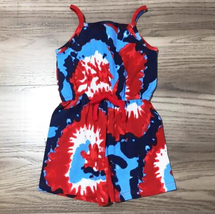 AnnLoren Girls Tie Dye 4th of July Shorts Jumpsuit Summer Romper alternate image