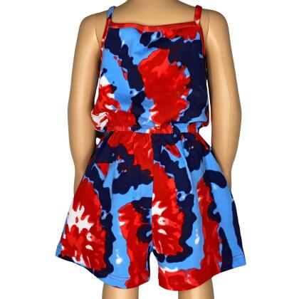 AnnLoren Girls Tie Dye 4th of July Shorts Jumpsuit Summer Romper alternate image
