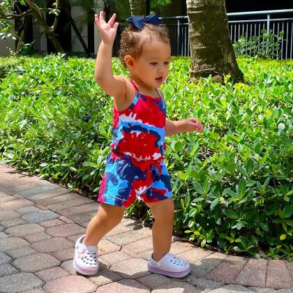 AnnLoren Girls Tie Dye 4th of July Shorts Jumpsuit Summer Romper alternate image