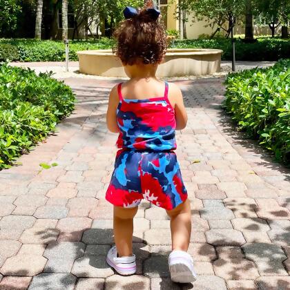 AnnLoren Girls Tie Dye 4th of July Shorts Jumpsuit Summer Romper alternate image