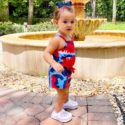 AnnLoren Girls Tie Dye 4th of July Shorts Jumpsuit Summer Romper alternate image