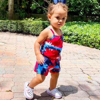 AnnLoren Girls Tie Dye 4th of July Shorts Jumpsuit Summer Romper alternate image