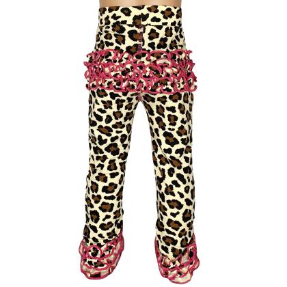 AnnLoren Baby Toddler Big Girls Boutique Leopard Ruffle Butt Leggings alternate image