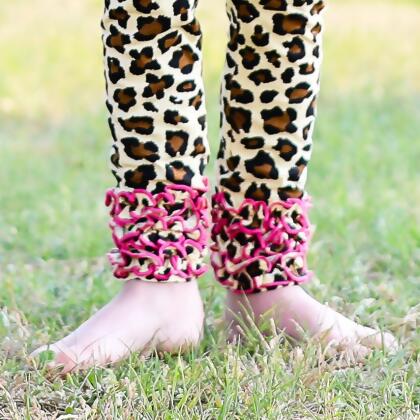 AnnLoren Baby Toddler Big Girls Boutique Leopard Ruffle Butt Leggings alternate image