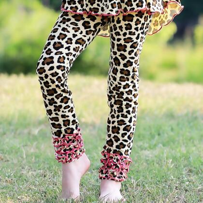 AnnLoren Baby Toddler Big Girls Boutique Leopard Ruffle Butt Leggings alternate image