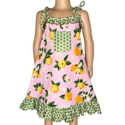 AnnLoren Big Little Girls Pretty as a Peach Pink Spaghetti Strap Dress alternate image