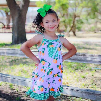 AnnLoren Big Little Girls Pretty as a Peach Pink Spaghetti Strap Dress alternate image