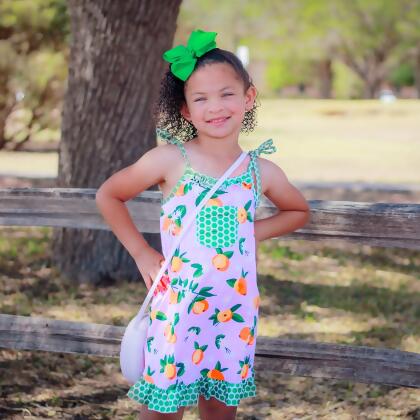 AnnLoren Big Little Girls Pretty as a Peach Pink Spaghetti Strap Dress alternate image