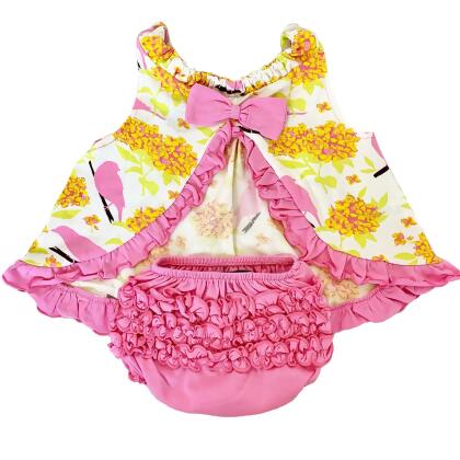 AnnLoren Baby & Toddler Girls Pink Knit Ruffled Butt Bloomer Diaper Cover alternate image