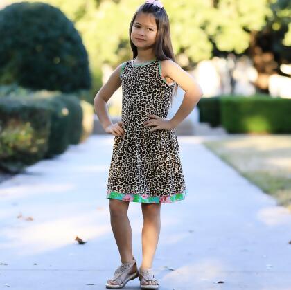 AnnLoren Little & Big Girls Spring Leopard Rose Floral Sleeveless Boutique Dress alternate image