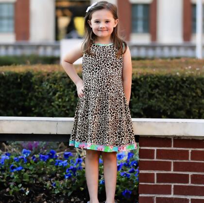 AnnLoren Little & Big Girls Spring Leopard Rose Floral Sleeveless Boutique Dress alternate image