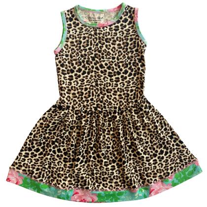 AnnLoren Little & Big Girls Spring Leopard Rose Floral Sleeveless Boutique Dress alternate image