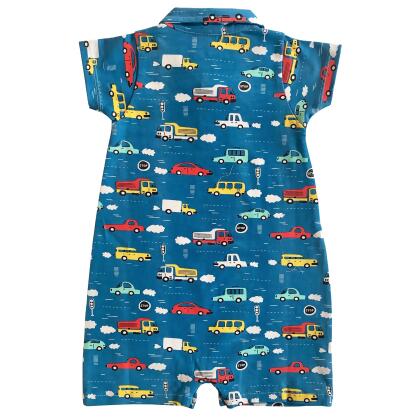 AnnLoren Automobile Cars Trucks Spring Collar Baby Boys Romper Toddler Jumpsuit alternate image
