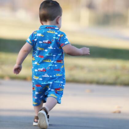 AnnLoren Automobile Cars Trucks Spring Collar Baby Boys Romper Toddler Jumpsuit alternate image