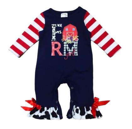 Baby Girls CowGirl Farmer Barn Romper Toddler Jumpsuit alternate image