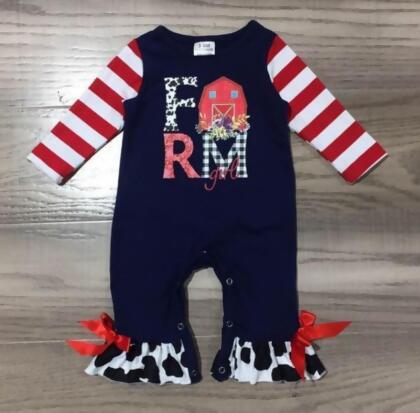 Baby Girls CowGirl Farmer Barn Romper Toddler Jumpsuit alternate image