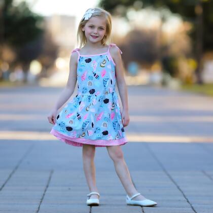 AnnLoren Little & Big Girls Seashells Spaghetti Straps Cotton Knit Summer Beach Dress alternate image