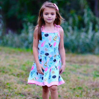 AnnLoren Little & Big Girls Seashells Spaghetti Straps Cotton Knit Summer Beach Dress alternate image