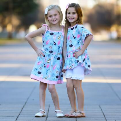 AnnLoren Little & Big Girls Seashells Spaghetti Straps Cotton Knit Summer Beach Dress alternate image
