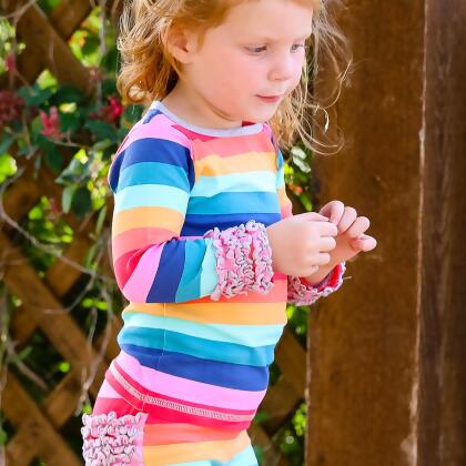 AnnLoren Baby Big Girls Boutique Long Sleeve Rainbow Ruffle Layering T-shirt alternate image