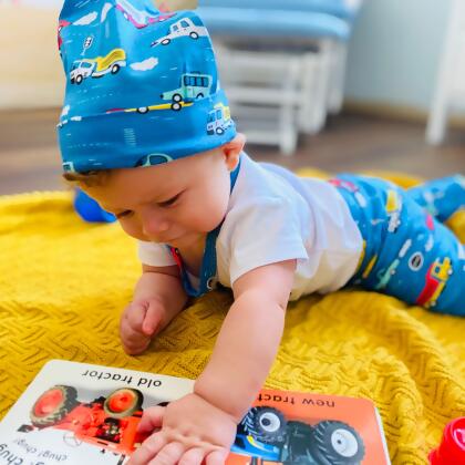 AnnLoren Baby Boys Layette Cars Trucks Onesie Pants Cap 3pc Gift Set Clothing alternate image