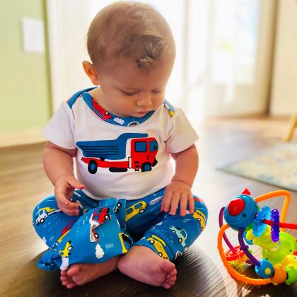AnnLoren Baby Boys Layette Cars Trucks Onesie Pants Cap 3pc Gift Set Clothing alternate image