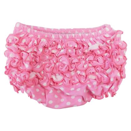 AnnLoren Baby & Toddler Girls Pink Polka Dot Knit Ruffled Butt Bloomer Diaper Cover alternate image