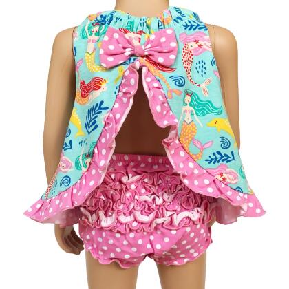 AnnLoren Baby & Toddler Girls Pink Polka Dot Knit Ruffled Butt Bloomer Diaper Cover alternate image