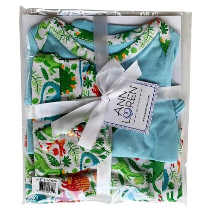 AnnLoren Baby Layette Boys Dinosaur Long Sleeve Onesie Pants Cap 3pc Gift Set alternate image