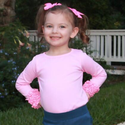 AnnLoren Baby Big Girls Boutique Long Sleeve Dark Pink Ruffle Layering T-shirt alternate image